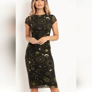 NWOT Blackmilk Mystic Stars Sheer Cap Sleeve Bodycon Dress Size L